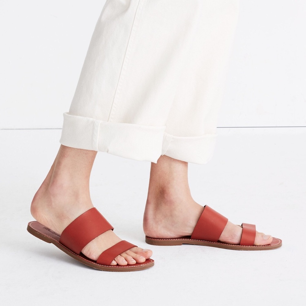 Madewell, Boardwalk Double-Strap Slide Sandal Weathered Brick, Size 7 Excellent